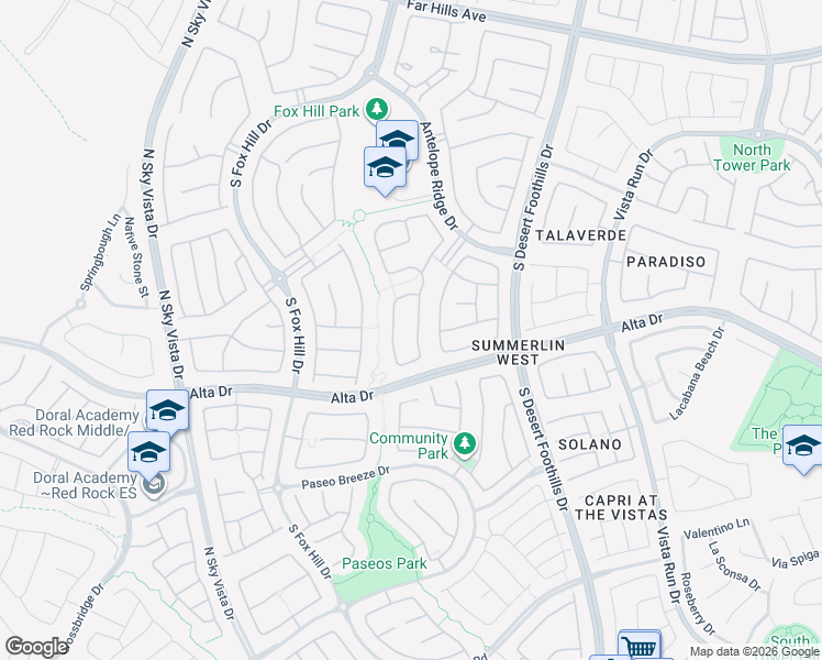 map of restaurants, bars, coffee shops, grocery stores, and more near 444 Venticello Drive in Las Vegas