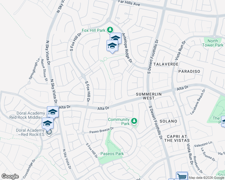 map of restaurants, bars, coffee shops, grocery stores, and more near 445 Bosco di Fiore Street in Las Vegas