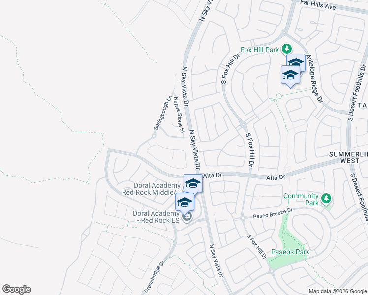 map of restaurants, bars, coffee shops, grocery stores, and more near 395 Pollino Peaks Street in Las Vegas