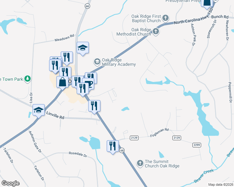 map of restaurants, bars, coffee shops, grocery stores, and more near 7907 Quiet Place in Oak Ridge