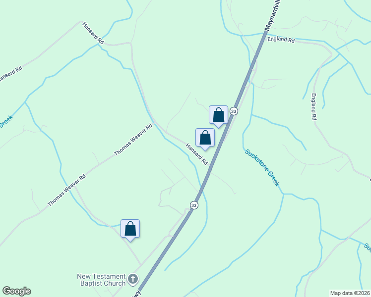 map of restaurants, bars, coffee shops, grocery stores, and more near 131 Hansard Road in Maynardville