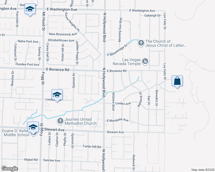 map of restaurants, bars, coffee shops, grocery stores, and more near 706 North Hollywood Boulevard in Las Vegas