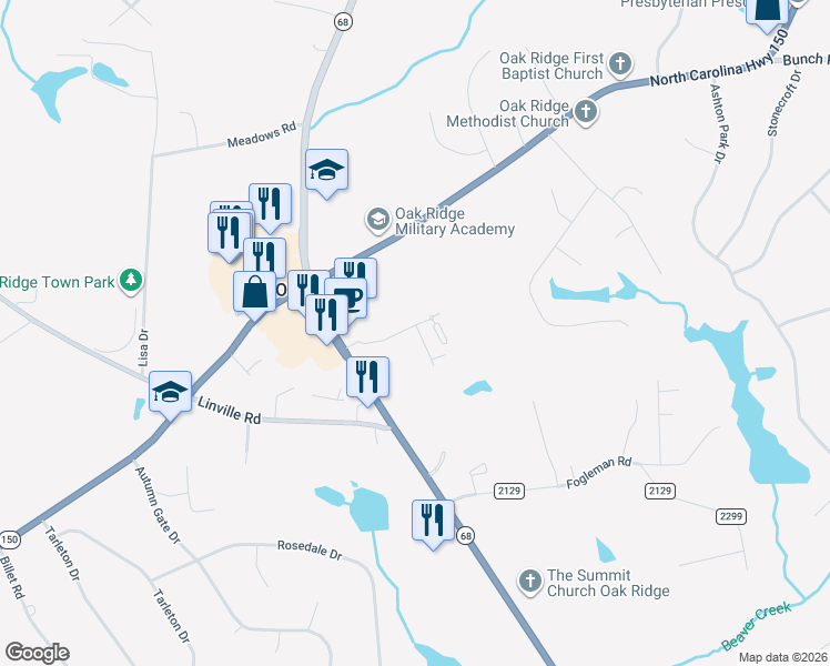 map of restaurants, bars, coffee shops, grocery stores, and more near 7907 Quiet Place in Oak Ridge