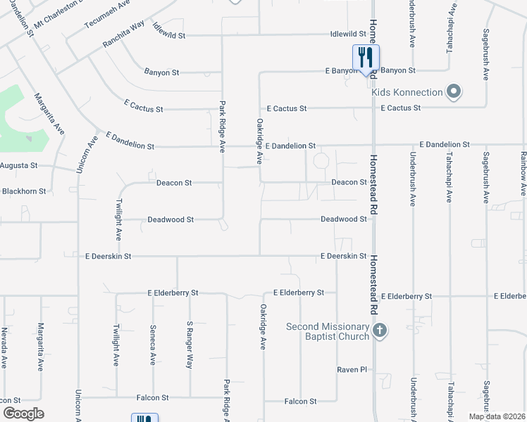 map of restaurants, bars, coffee shops, grocery stores, and more near 2630 Deadwood Street in Pahrump