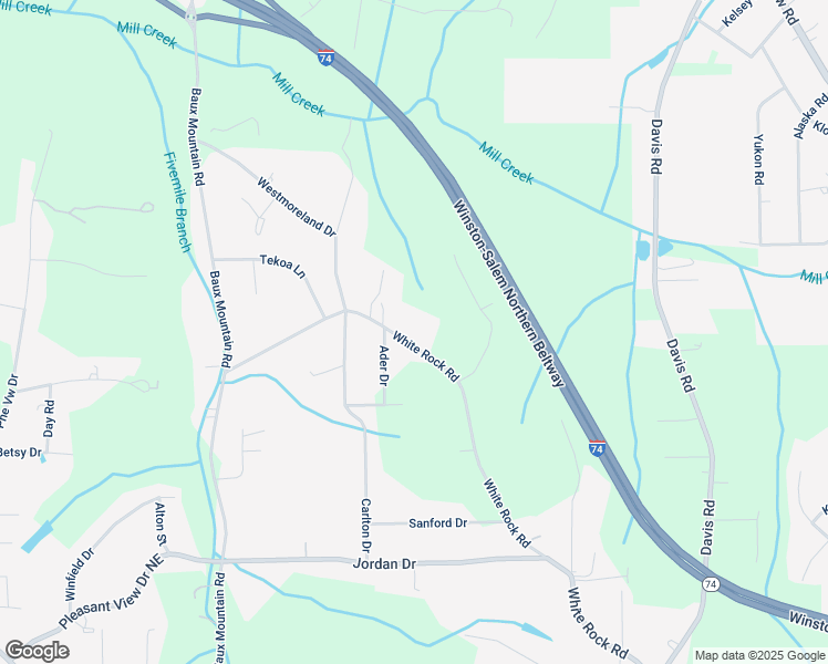 map of restaurants, bars, coffee shops, grocery stores, and more near 4531 White Rock Road in Winston-Salem
