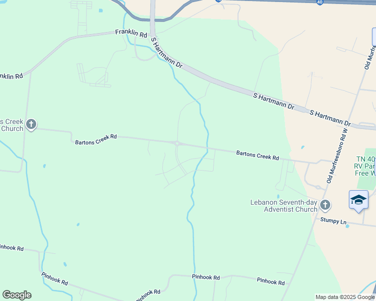 map of restaurants, bars, coffee shops, grocery stores, and more near 720 Bartons Creek Road in Lebanon