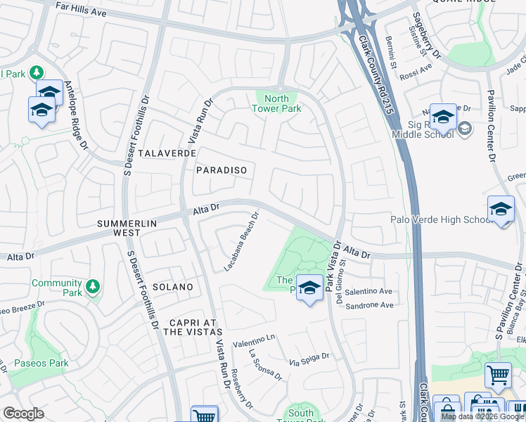 map of restaurants, bars, coffee shops, grocery stores, and more near 460 Lacabana Beach Drive in Las Vegas