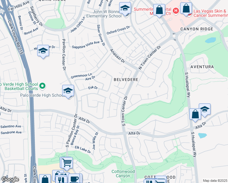 map of restaurants, bars, coffee shops, grocery stores, and more near 10552 Pine Pointe Avenue in Las Vegas