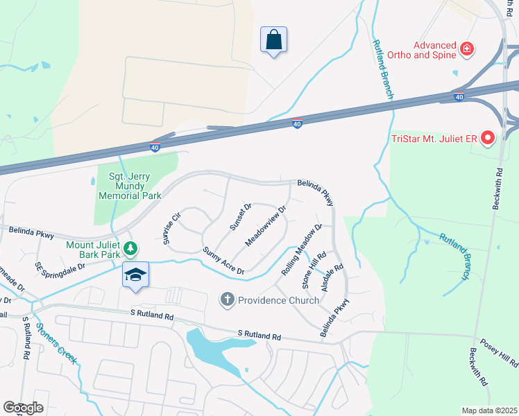 map of restaurants, bars, coffee shops, grocery stores, and more near 432 Sunset Drive in Mt. Juliet