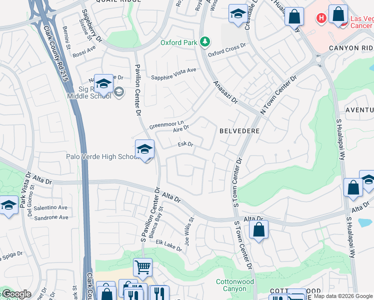 map of restaurants, bars, coffee shops, grocery stores, and more near 10637 Esk Drive in Las Vegas