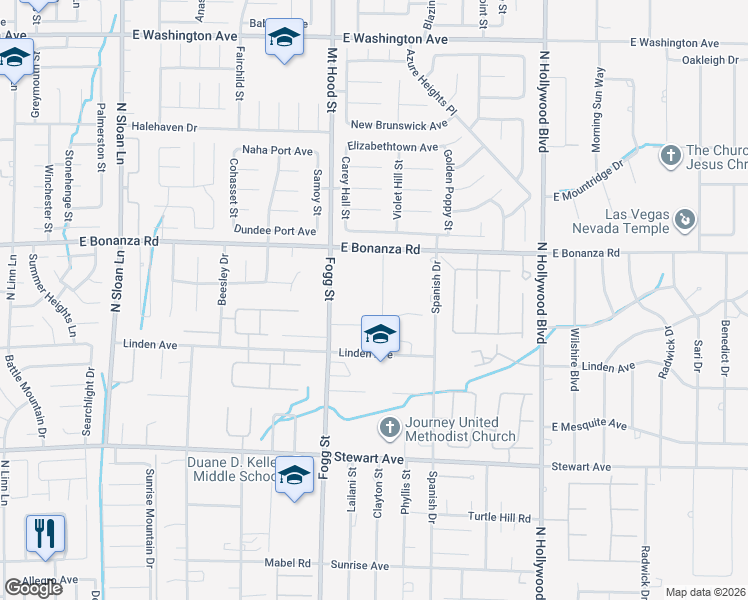 map of restaurants, bars, coffee shops, grocery stores, and more near 701 Clayton Street in Las Vegas