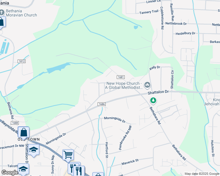 map of restaurants, bars, coffee shops, grocery stores, and more near Kimbrough Street in Winston-Salem