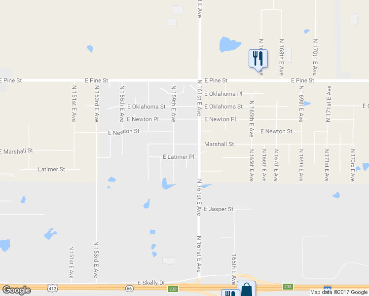 map of restaurants, bars, coffee shops, grocery stores, and more near 15922 Marshall Street in Tulsa