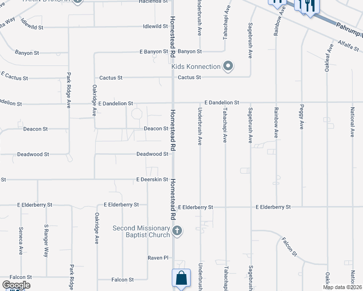 map of restaurants, bars, coffee shops, grocery stores, and more near 3201 Homestead Rd in Pahrump