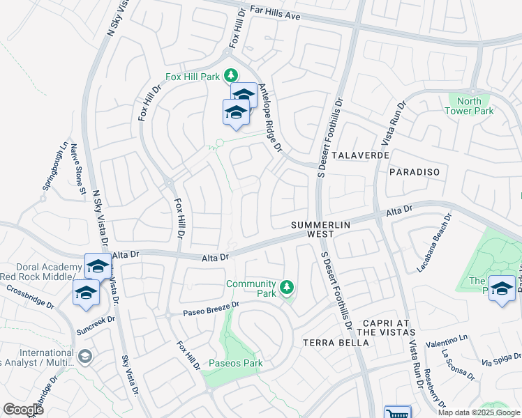 map of restaurants, bars, coffee shops, grocery stores, and more near 444 Venticello Drive in Las Vegas
