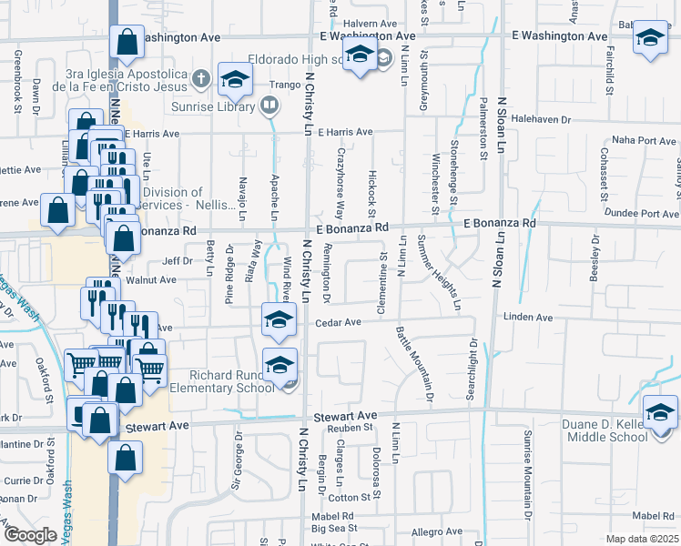 map of restaurants, bars, coffee shops, grocery stores, and more near 705 Redeye Lane in Las Vegas