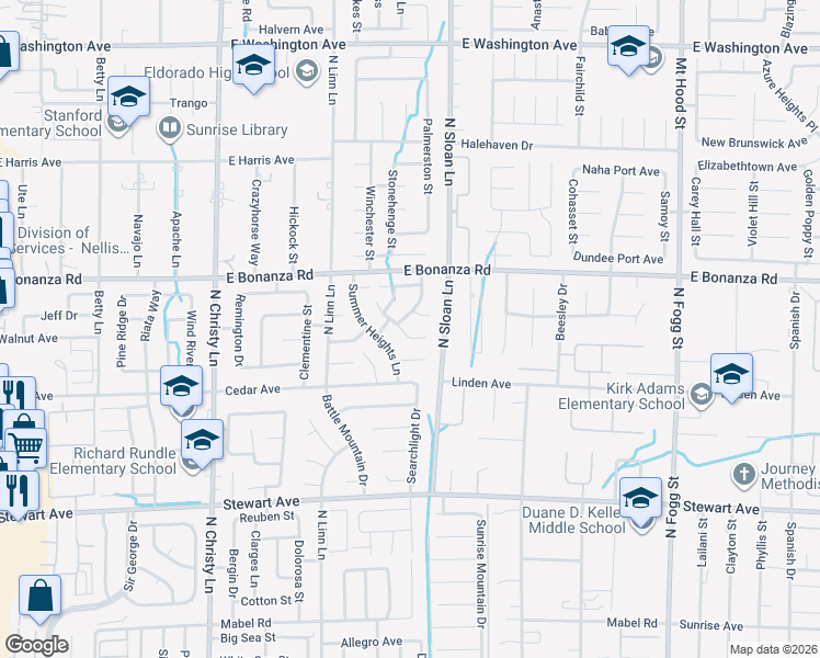 map of restaurants, bars, coffee shops, grocery stores, and more near 684 Round Table Dr in Las Vegas