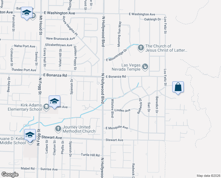 map of restaurants, bars, coffee shops, grocery stores, and more near 723 Wilshire Boulevard in Las Vegas