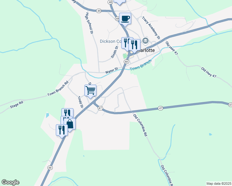 map of restaurants, bars, coffee shops, grocery stores, and more near 116 Old Columbia Rd in Charlotte