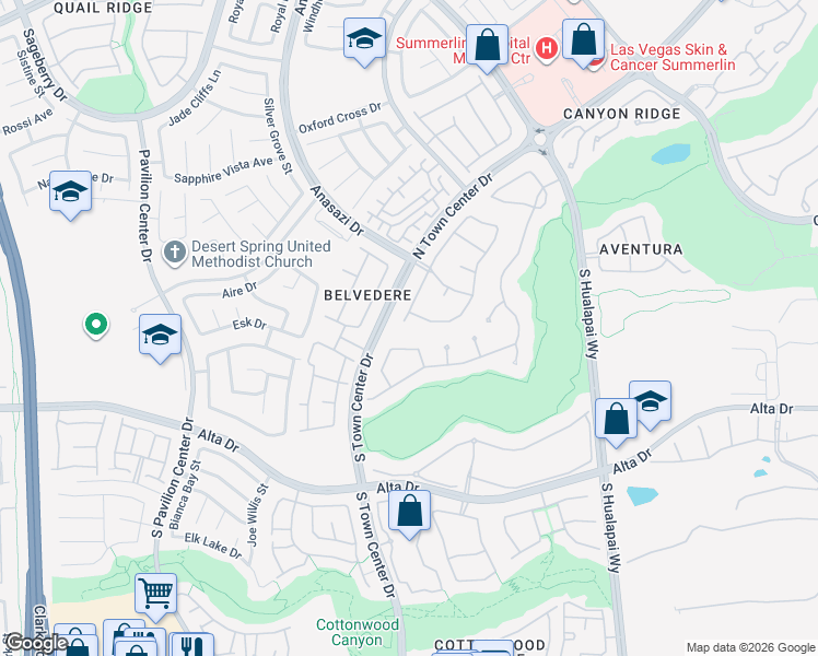 map of restaurants, bars, coffee shops, grocery stores, and more near 140 South Buteo Woods Lane in Las Vegas