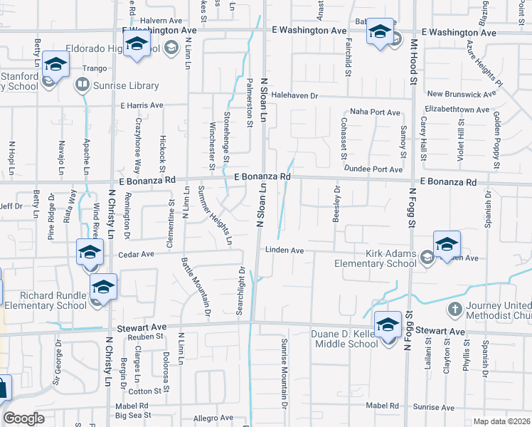 map of restaurants, bars, coffee shops, grocery stores, and more near 706 North Sloan Lane in Las Vegas