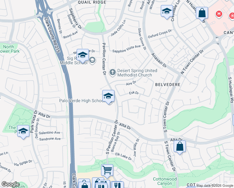 map of restaurants, bars, coffee shops, grocery stores, and more near 205 Derwent Place in Las Vegas