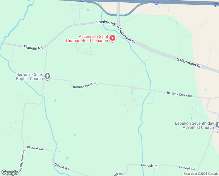 map of restaurants, bars, coffee shops, grocery stores, and more near 960 Bartons Creek Road in Lebanon