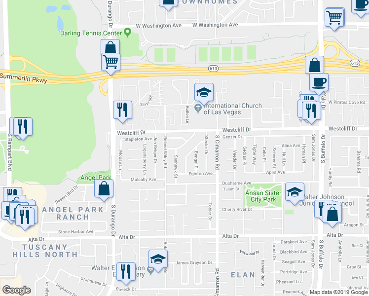 map of restaurants, bars, coffee shops, grocery stores, and more near 8229 Charles Turk Drive in Las Vegas