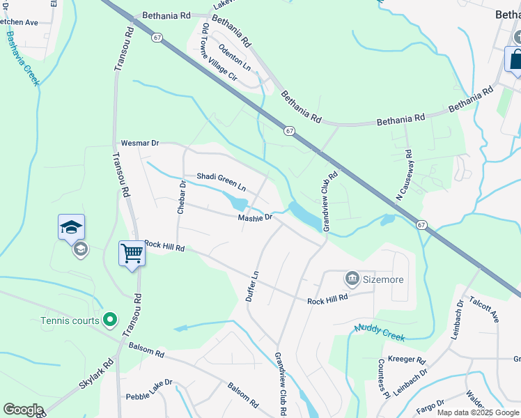 map of restaurants, bars, coffee shops, grocery stores, and more near Primrose Lane in Winston-Salem