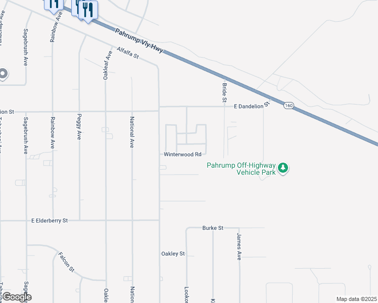 map of restaurants, bars, coffee shops, grocery stores, and more near 4140 East Winterwood Street in Pahrump