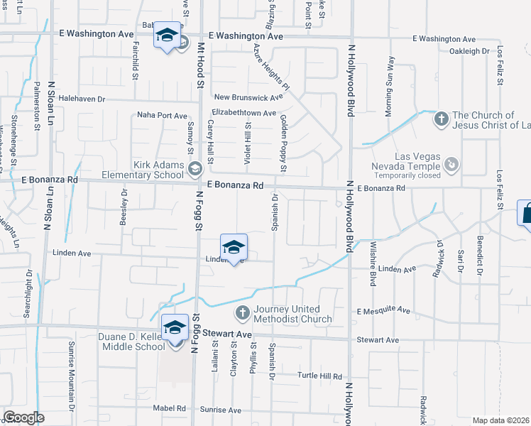 map of restaurants, bars, coffee shops, grocery stores, and more near 713 Spanish Drive in Las Vegas