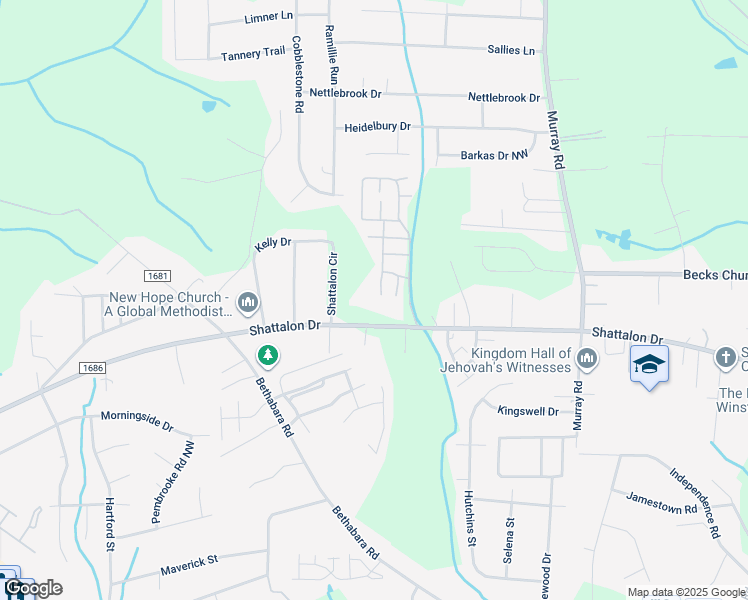 map of restaurants, bars, coffee shops, grocery stores, and more near 5225 Shattalon Drive in Winston-Salem