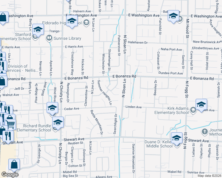 map of restaurants, bars, coffee shops, grocery stores, and more near 716 Round Table Drive in Las Vegas