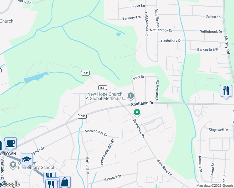 map of restaurants, bars, coffee shops, grocery stores, and more near 2760 Bethabara Road in Winston-Salem