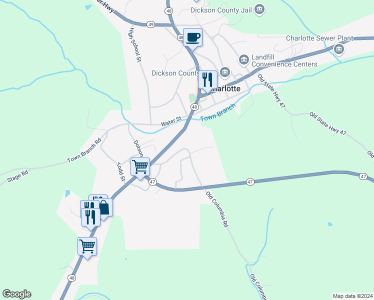map of restaurants, bars, coffee shops, grocery stores, and more near 116 Old Columbia Road in Charlotte