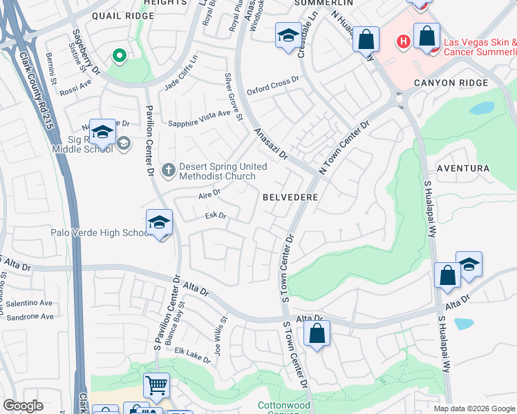 map of restaurants, bars, coffee shops, grocery stores, and more near 164 Swale Lane in Las Vegas