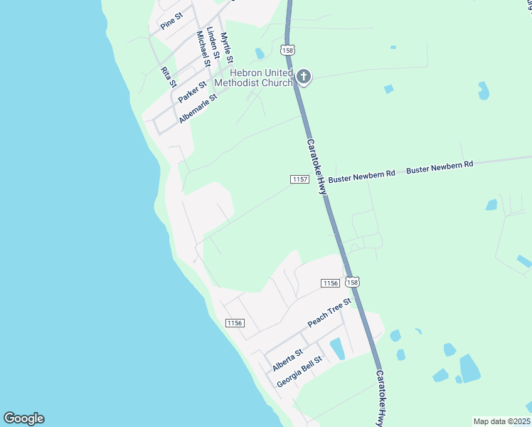 map of restaurants, bars, coffee shops, grocery stores, and more near 159 Riverlane Road in Jarvisburg