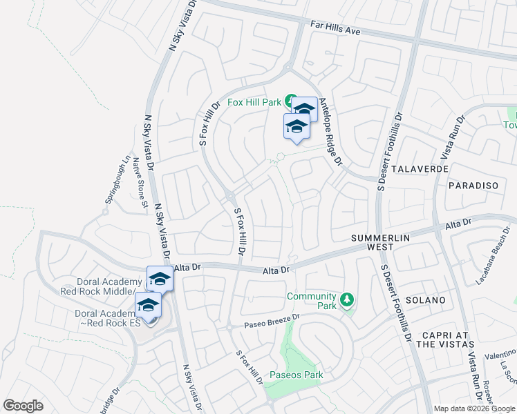 map of restaurants, bars, coffee shops, grocery stores, and more near 453 Paso De Montana Street in Las Vegas