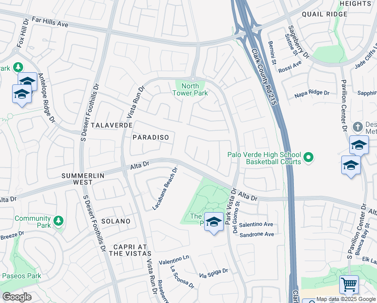map of restaurants, bars, coffee shops, grocery stores, and more near 375 Las Lanzas Street in Las Vegas