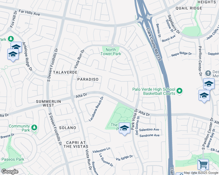 map of restaurants, bars, coffee shops, grocery stores, and more near 375 Las Lanzas Street in Las Vegas