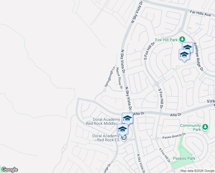 map of restaurants, bars, coffee shops, grocery stores, and more near 209 Springbough Lane in Las Vegas
