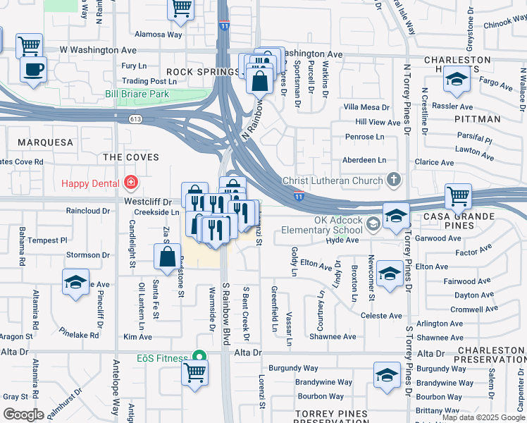 map of restaurants, bars, coffee shops, grocery stores, and more near 6644 Lowden Lane in Las Vegas