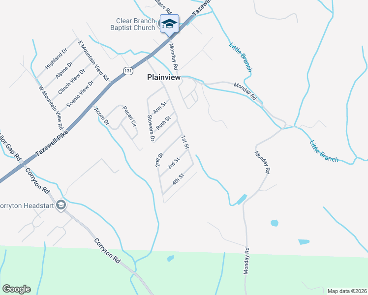 map of restaurants, bars, coffee shops, grocery stores, and more near 108 2nd Street in Corryton
