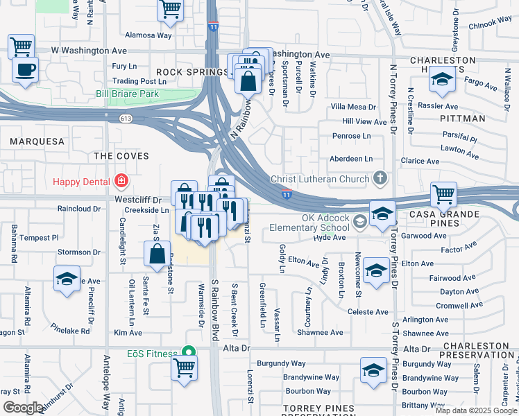 map of restaurants, bars, coffee shops, grocery stores, and more near 6644 Lowden Lane in Las Vegas