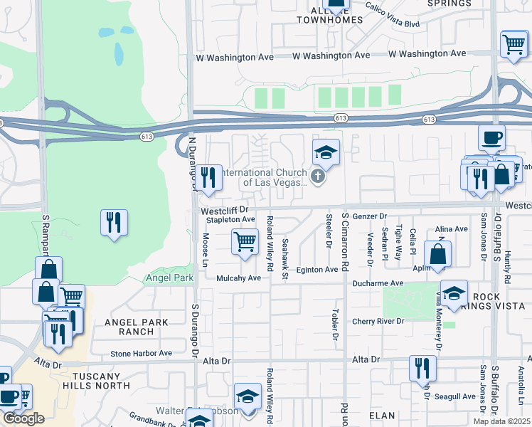 map of restaurants, bars, coffee shops, grocery stores, and more near in Las Vegas