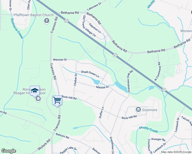 map of restaurants, bars, coffee shops, grocery stores, and more near 4324 Shadi Green Lane in Pfafftown