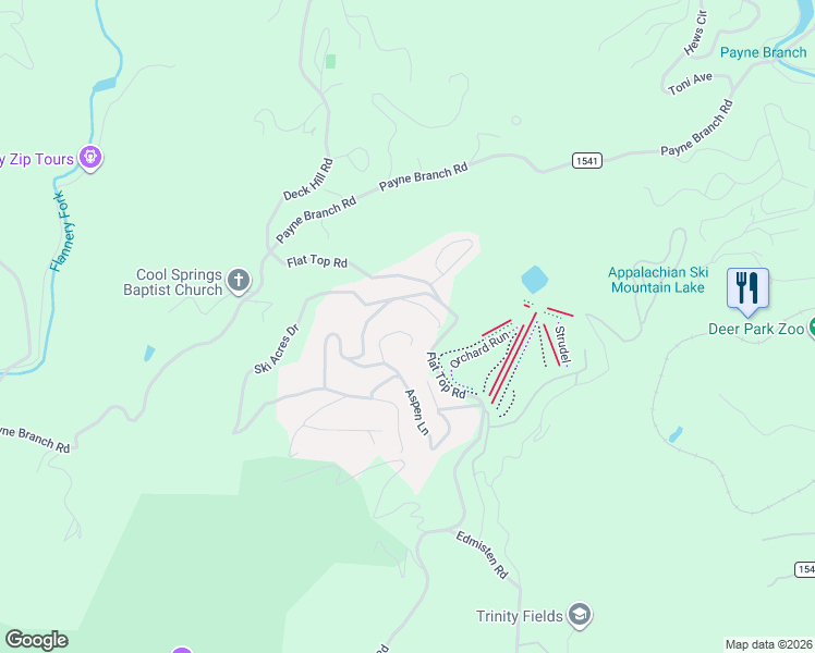 map of restaurants, bars, coffee shops, grocery stores, and more near 150 Chipmunk Lane in Blowing Rock