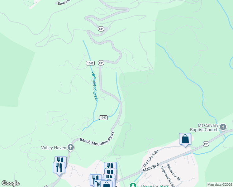map of restaurants, bars, coffee shops, grocery stores, and more near 1378 Beech Mountain Parkway in Beech Mountain