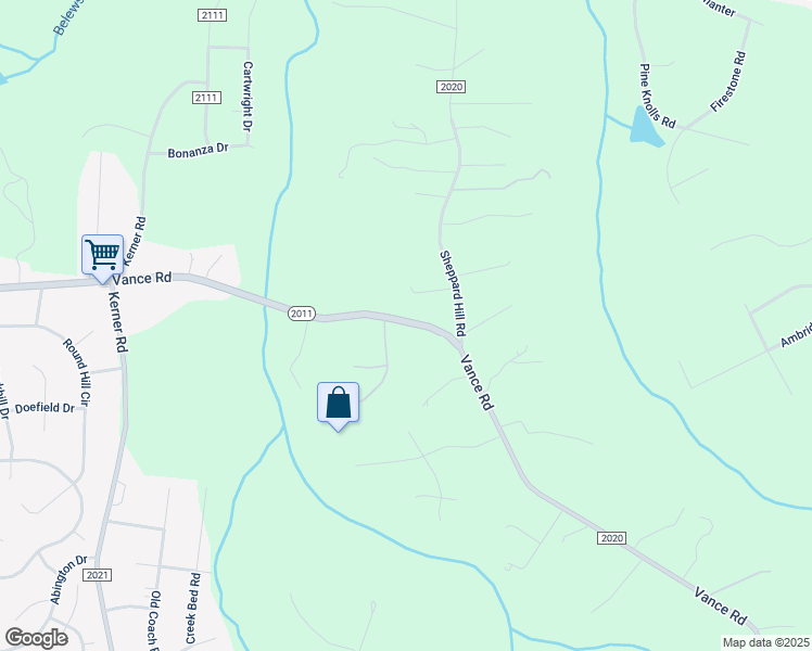 map of restaurants, bars, coffee shops, grocery stores, and more near 7540 Vance Road in Kernersville