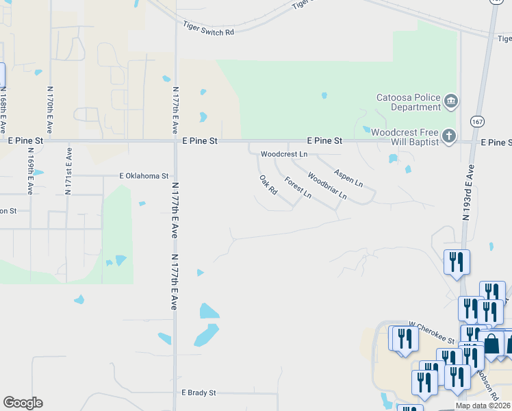 map of restaurants, bars, coffee shops, grocery stores, and more near 1274 Sleepy Hollow in Catoosa